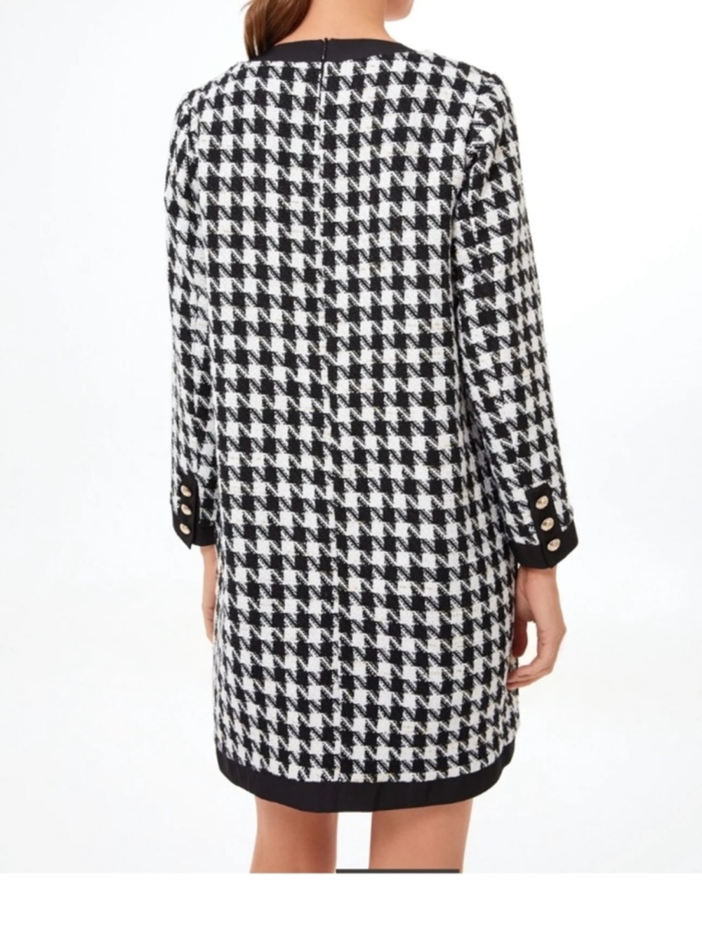 POMANDER PLACE TUCKERNUCK Medium Coco Herringbone Black White Mini Dress - Picture 5 of 12